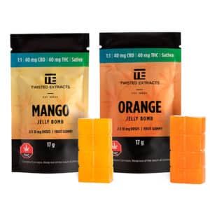 Twisted Extracts 80mg 1:1 CBD:THC Sativa Jelly Bombs